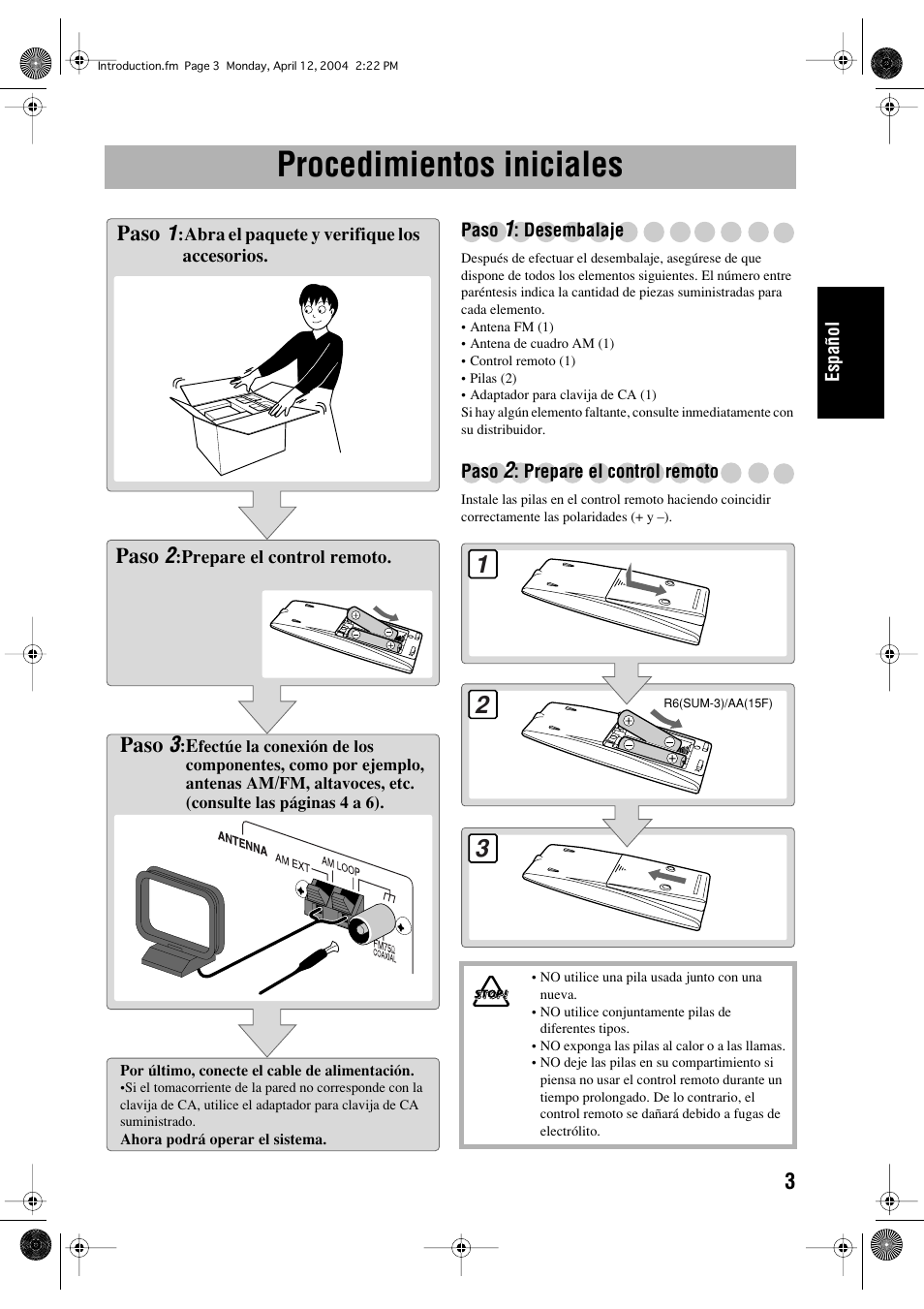 Procedimientos iniciales | JVC UX-P400 User Manual | Page 31 / 80