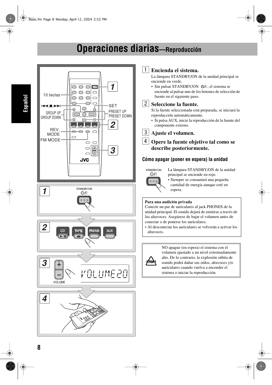 Operaciones diarias | JVC UX-P400 User Manual | Page 36 / 80