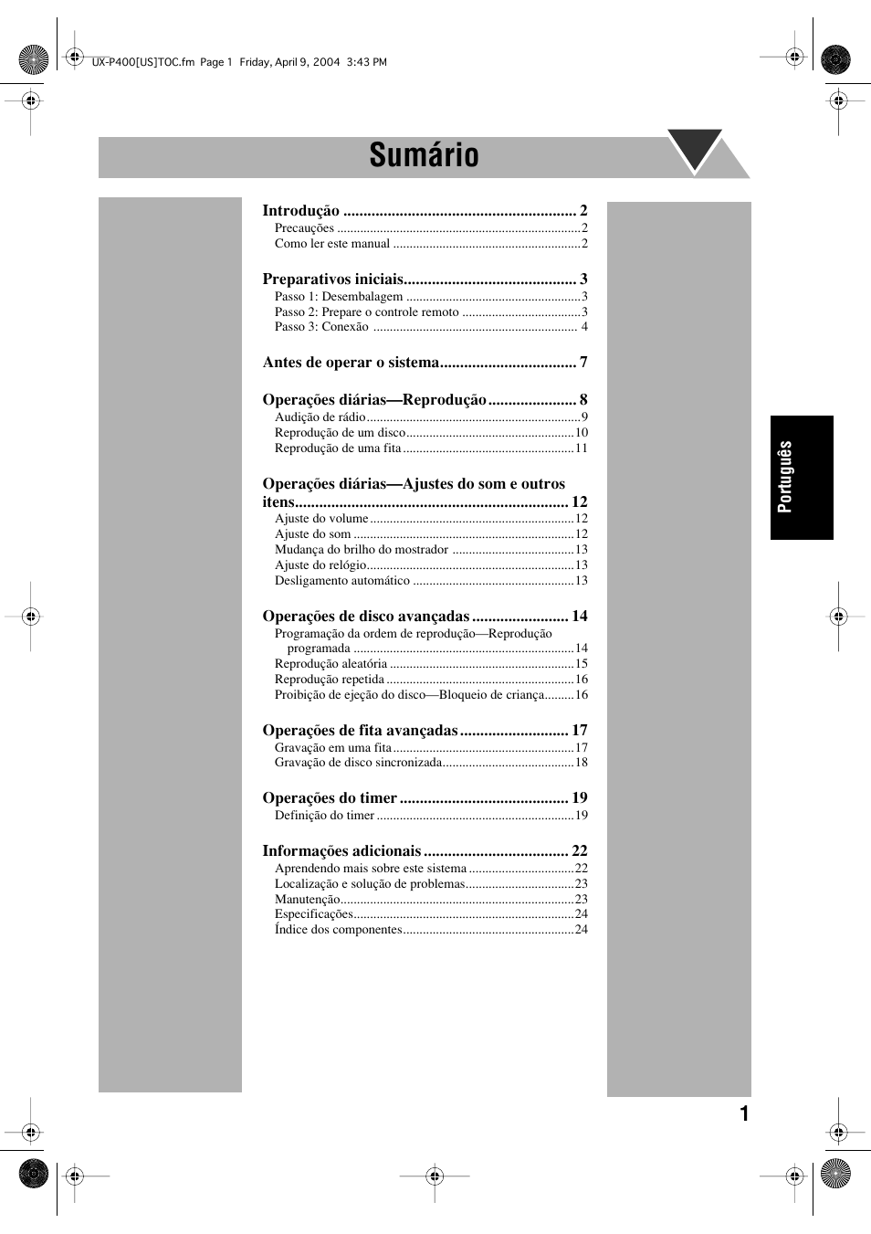 Sumário | JVC UX-P400 User Manual | Page 53 / 80