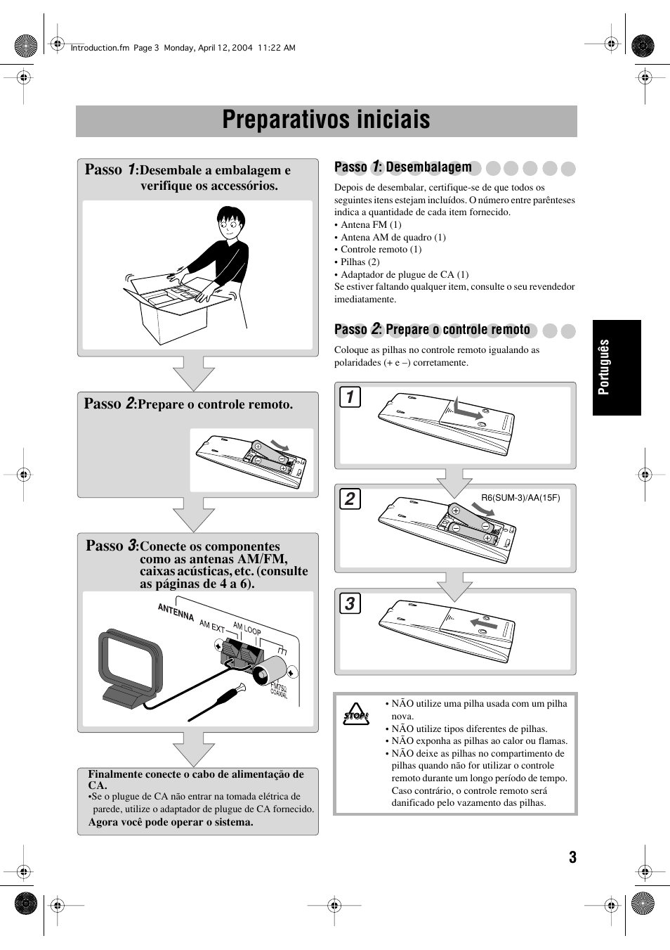 Preparativos iniciais | JVC UX-P400 User Manual | Page 55 / 80