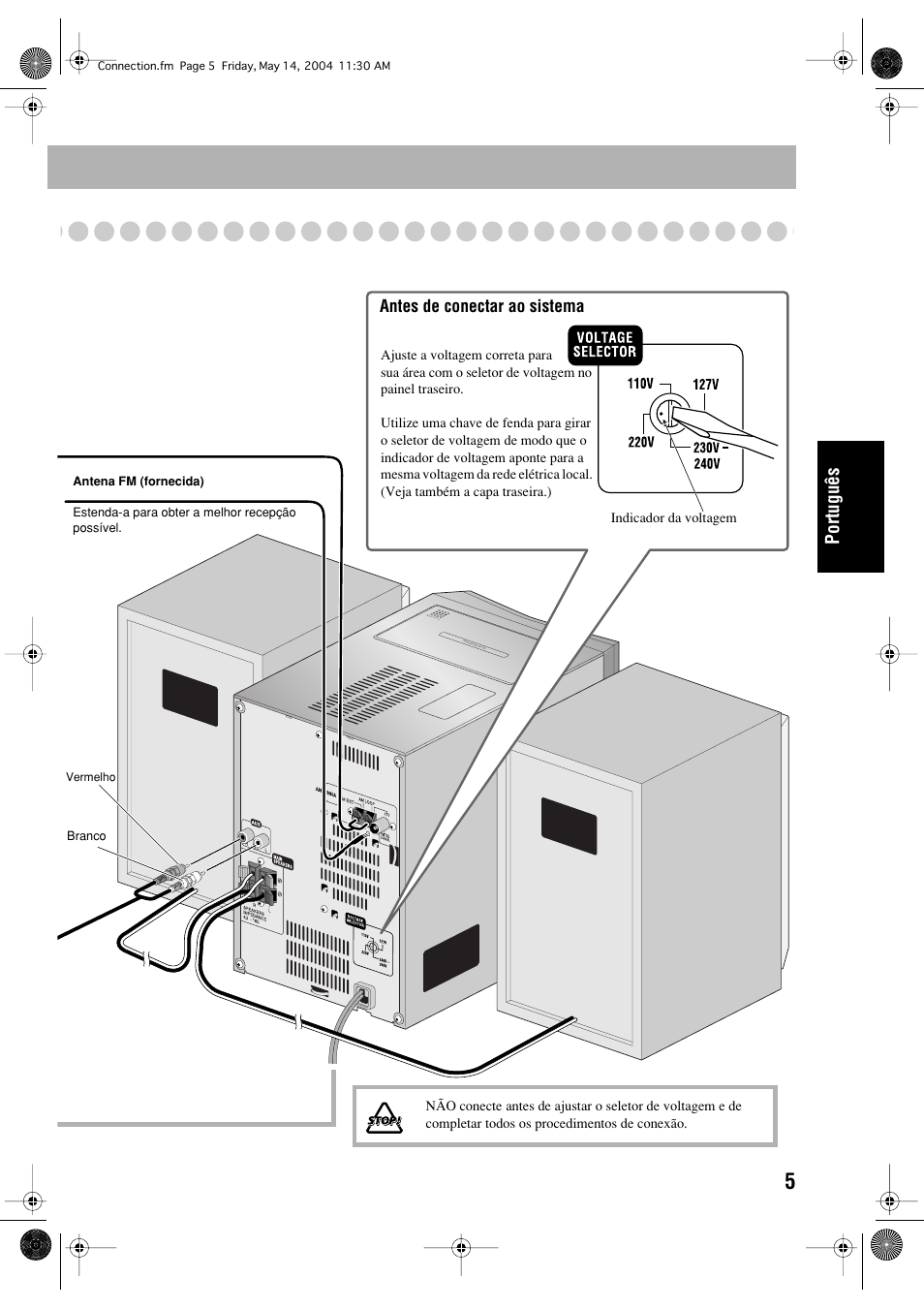 Português, Antes de conectar ao sistema | JVC UX-P400 User Manual | Page 57 / 80