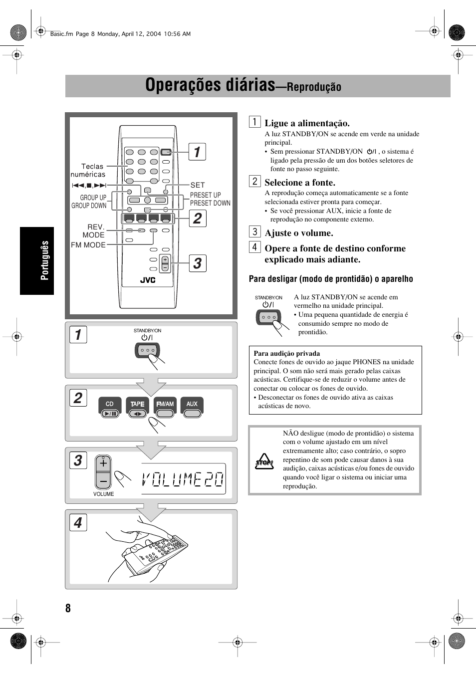 Operações diárias | JVC UX-P400 User Manual | Page 60 / 80