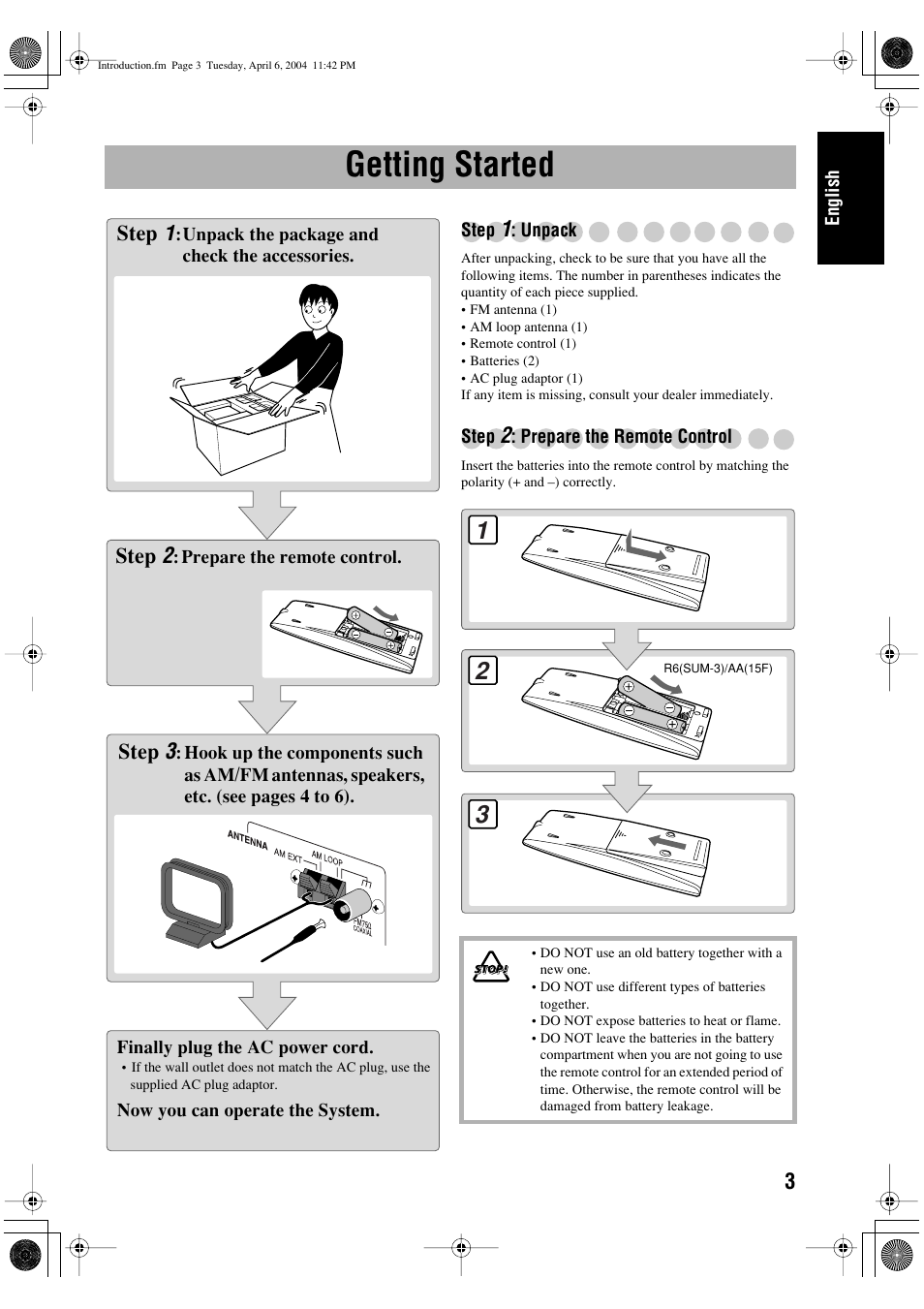 Getting started | JVC UX-P400 User Manual | Page 7 / 80