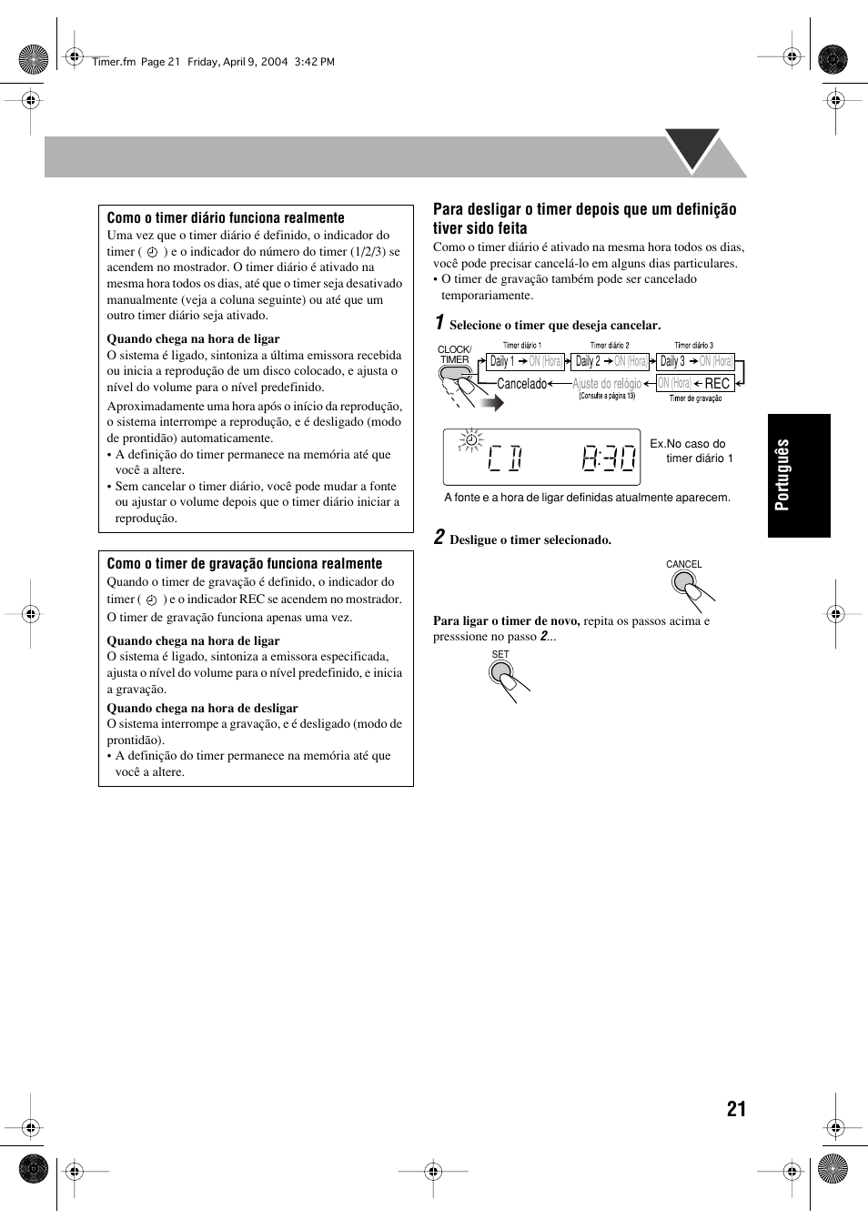Português | JVC UX-P400 User Manual | Page 73 / 80