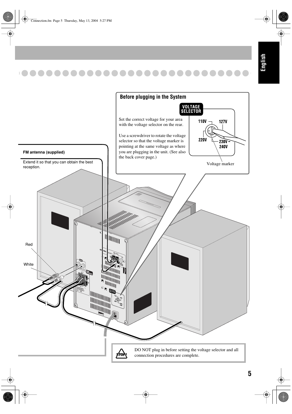 English, Before plugging in the system | JVC UX-P400 User Manual | Page 9 / 80
