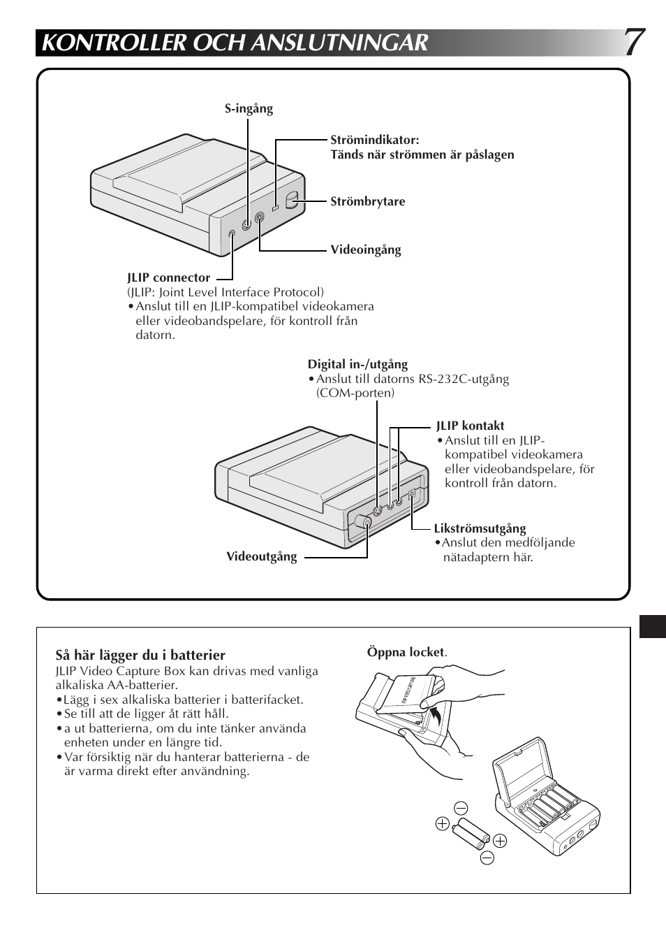 Kontroller och anslutningar | JVC JLIP GV-CB3E User Manual | Page 103 / 134