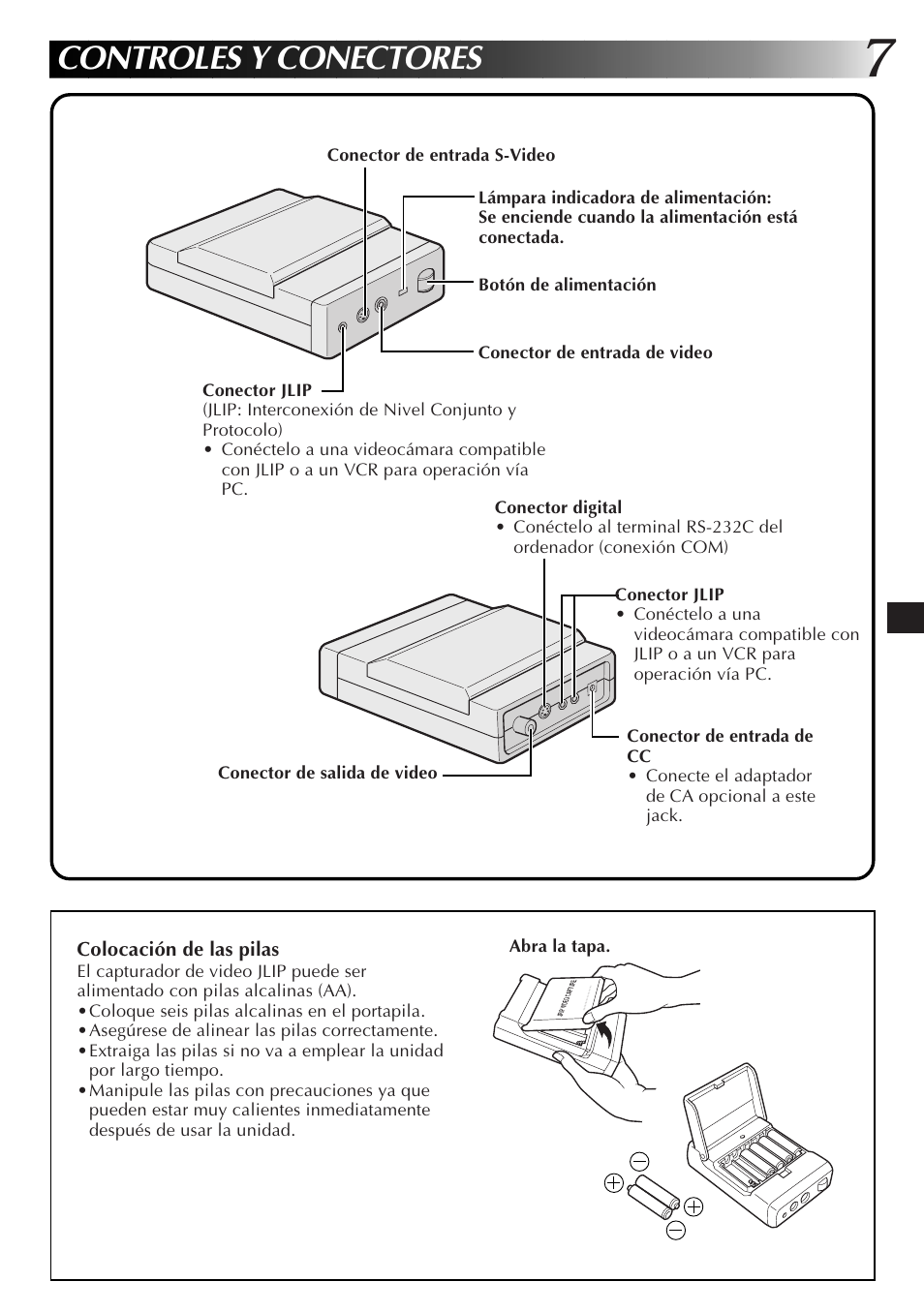 Controles y conectores | JVC JLIP GV-CB3E User Manual | Page 55 / 134
