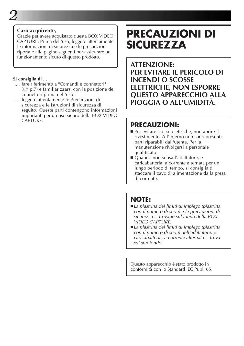 Precauzioni di sicurezza | JVC JLIP GV-CB3E User Manual | Page 62 / 134