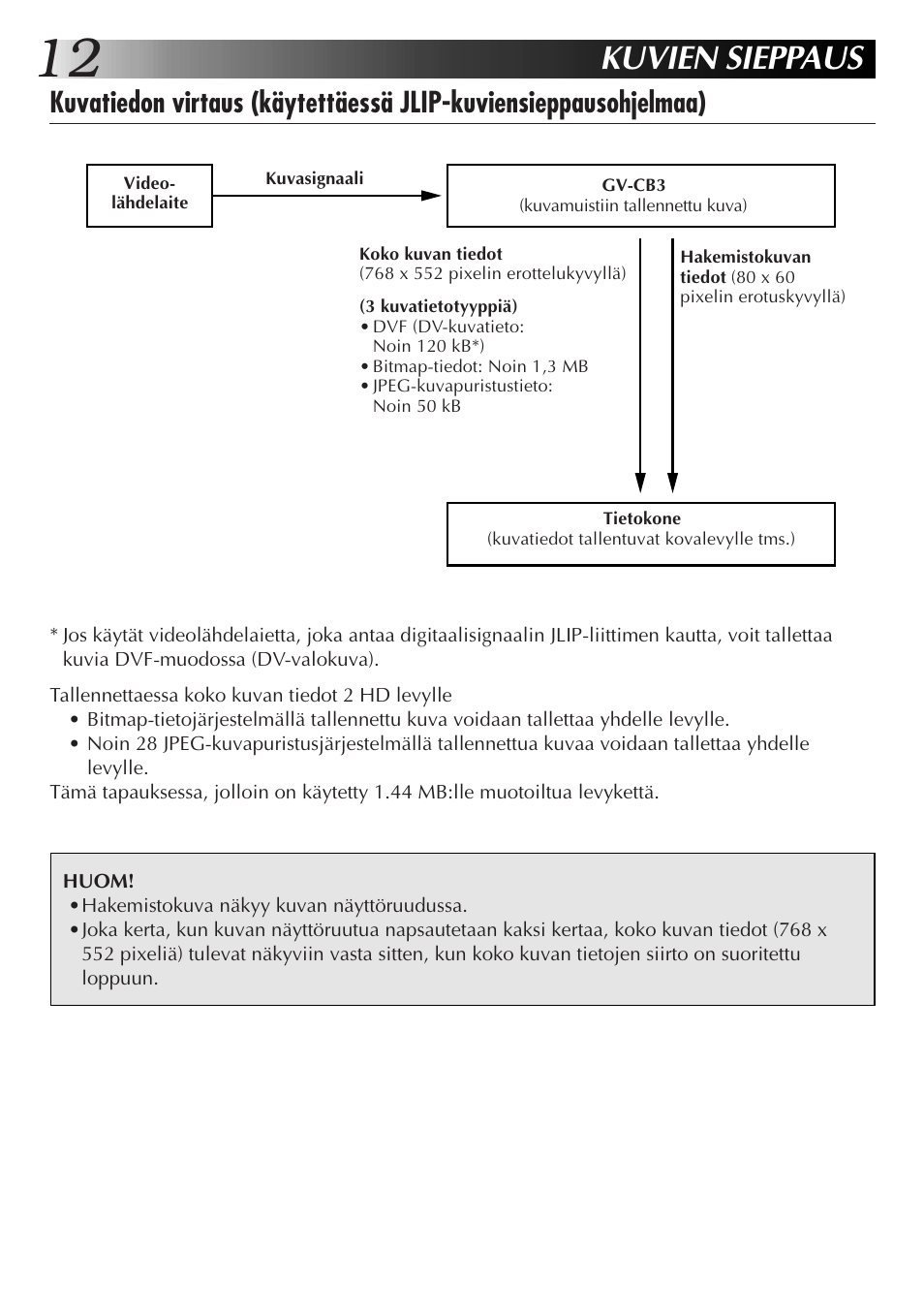 Kuvien sieppaus | JVC JLIP GV-CB3E User Manual | Page 96 / 134