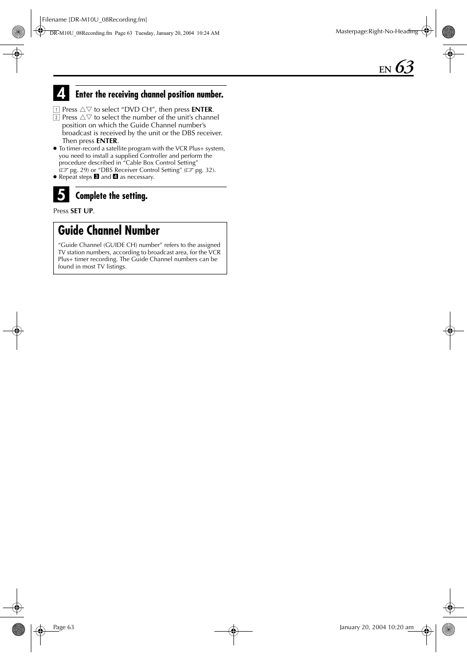 Guide channel number | JVC DR-M10 User Manual | Page 63 / 112