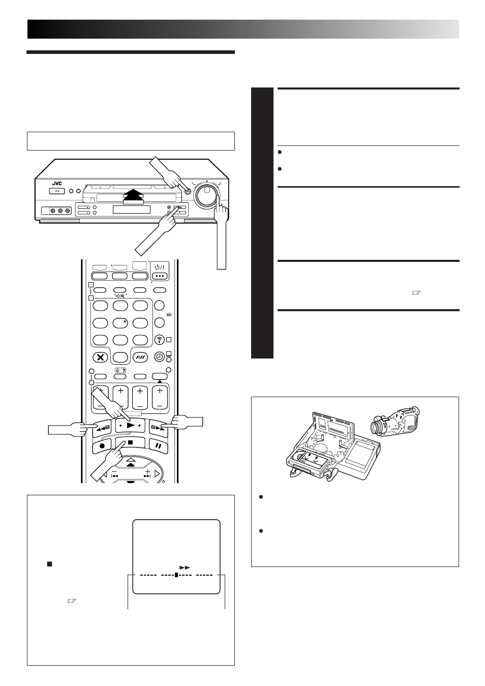 Basic playback, Load a cassette, Find programme start point | Start playback, Stop playback, Playback, Tape position indicator | JVC DD868EU User Manual | Page 13 / 68