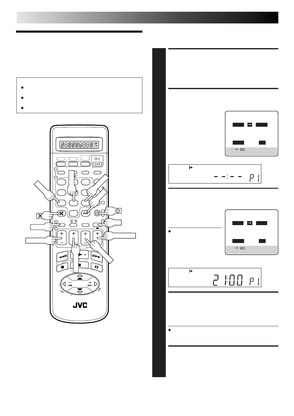 Express timer programming, Access showview screen, Access programme screen | Enter programme start time, Enter programme stop time, Enter programme date, Timer recording (cont.) | JVC DD868EU User Manual | Page 28 / 68