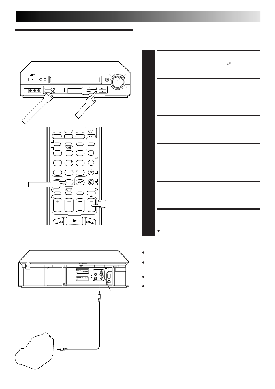 Synchro editing, Make connections, Set recorder's input mode | Set edit mode, Locate start point, Start synchro editing, Pause synchro editing | JVC DD868EU User Manual | Page 37 / 68