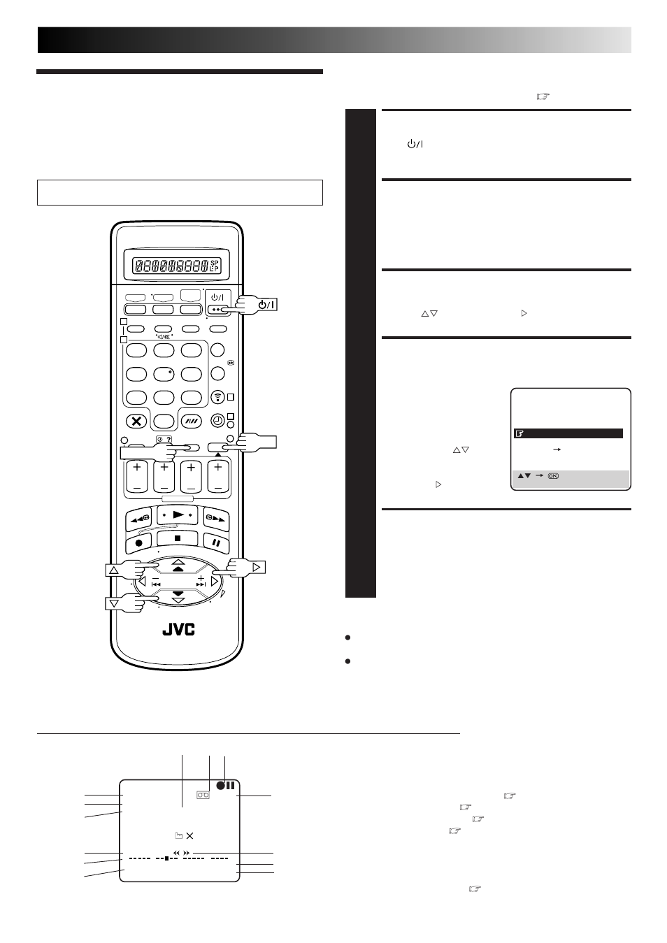 On-screen displays, Turn on the recorder, Access main menu screen | Access mode set screen, Enable/disable on-screen display, Return to normal screen | JVC DD868EU User Manual | Page 9 / 68