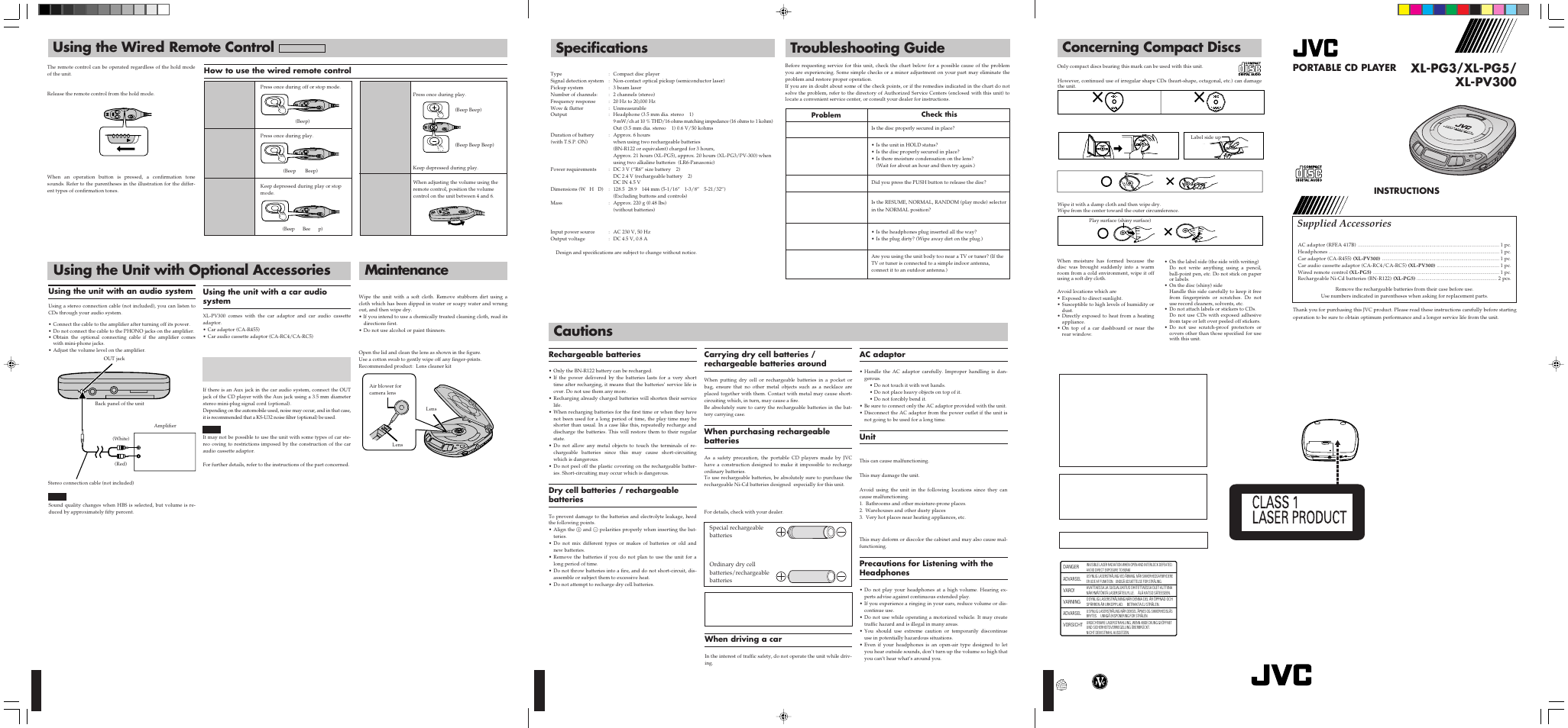 JVC XL-PG5 User Manual | 2 pages