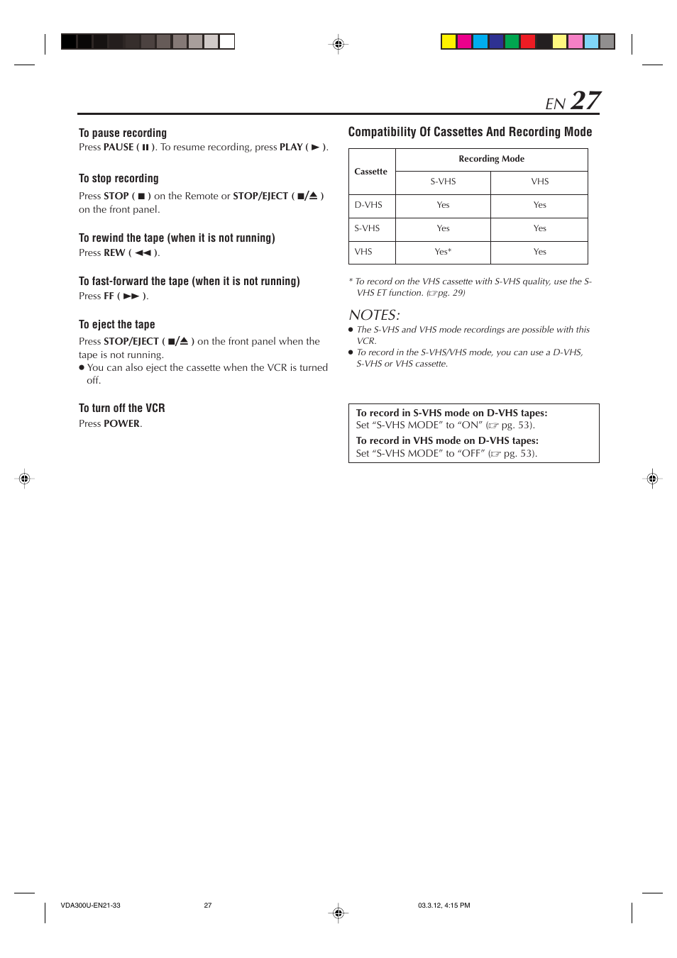JVC SR-VDA300U User Manual | Page 27 / 80