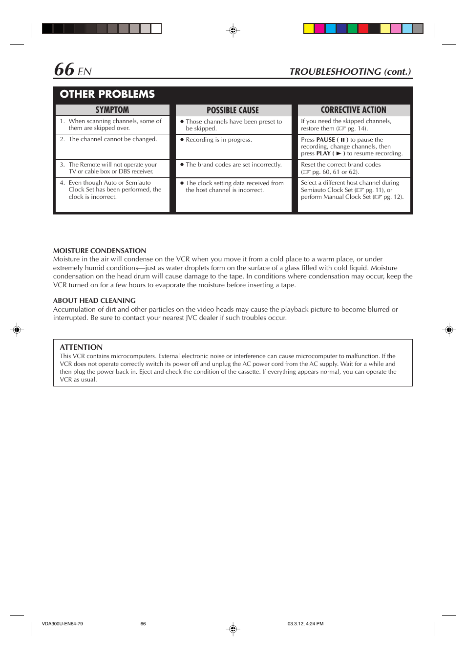 Other problems, Troubleshooting (cont.) | JVC SR-VDA300U User Manual | Page 66 / 80