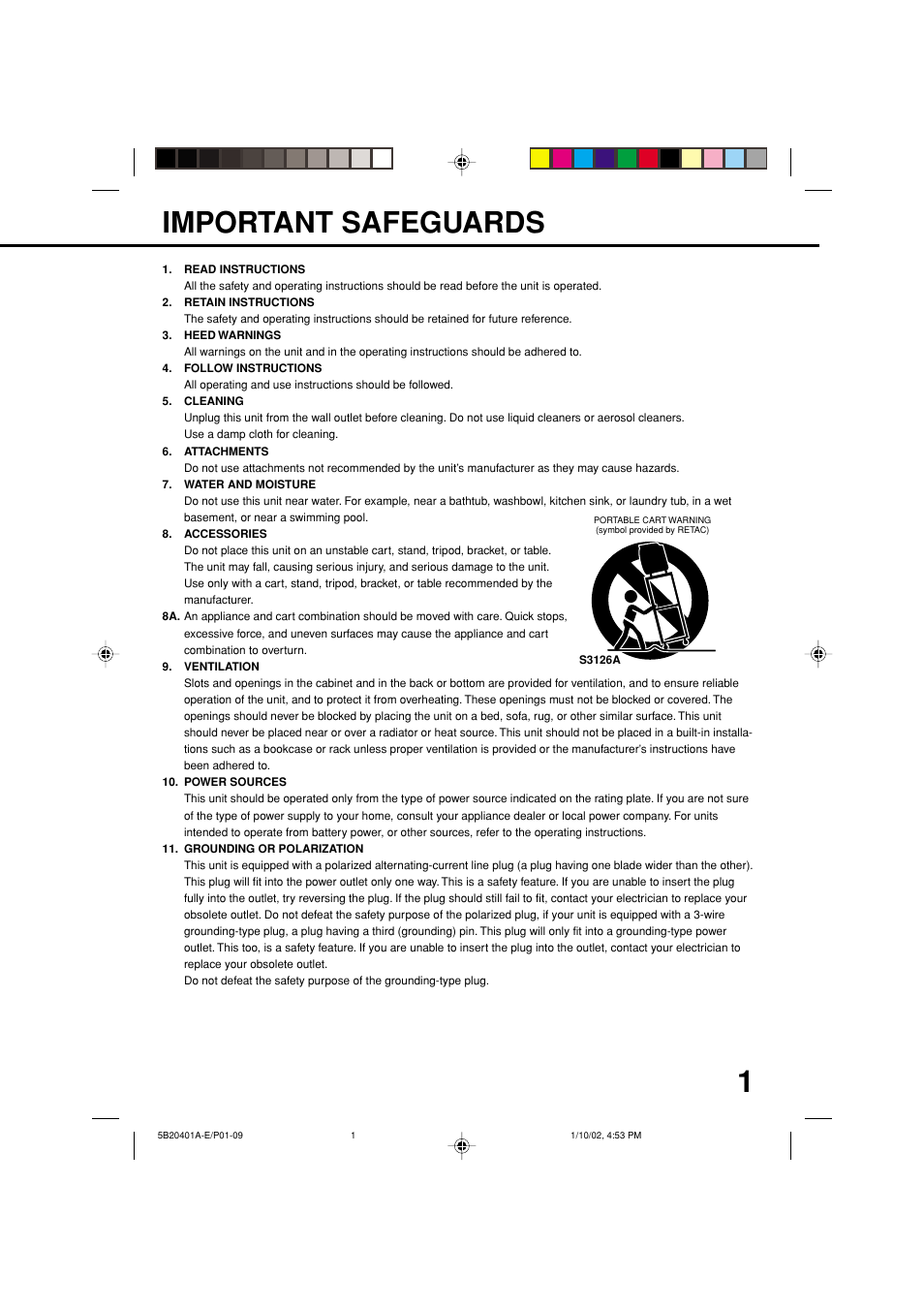 Important safeguards | JVC TV-13143 User Manual | Page 3 / 54