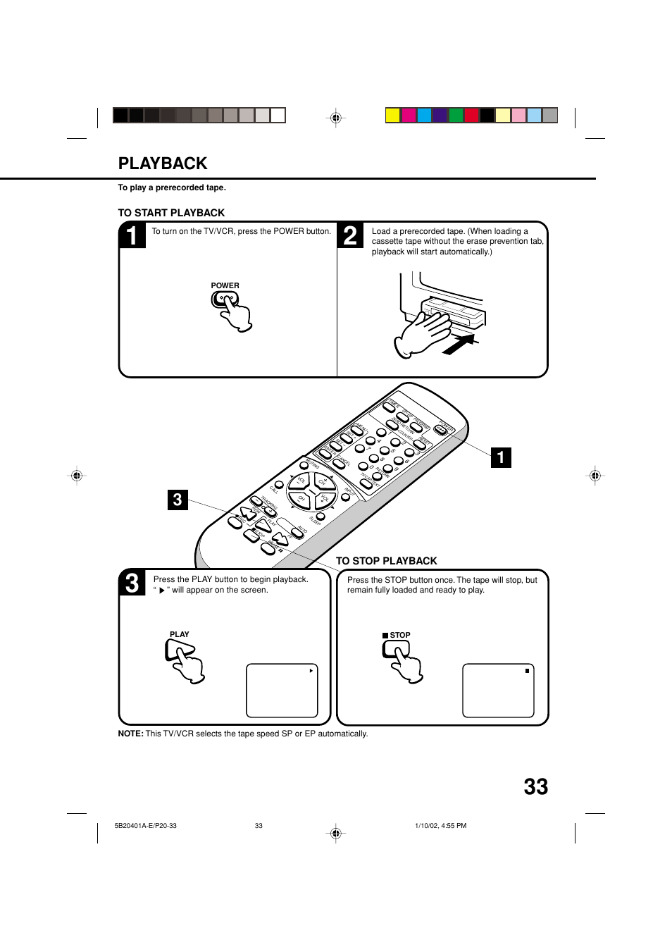 Playback | JVC TV-13143 User Manual | Page 35 / 54