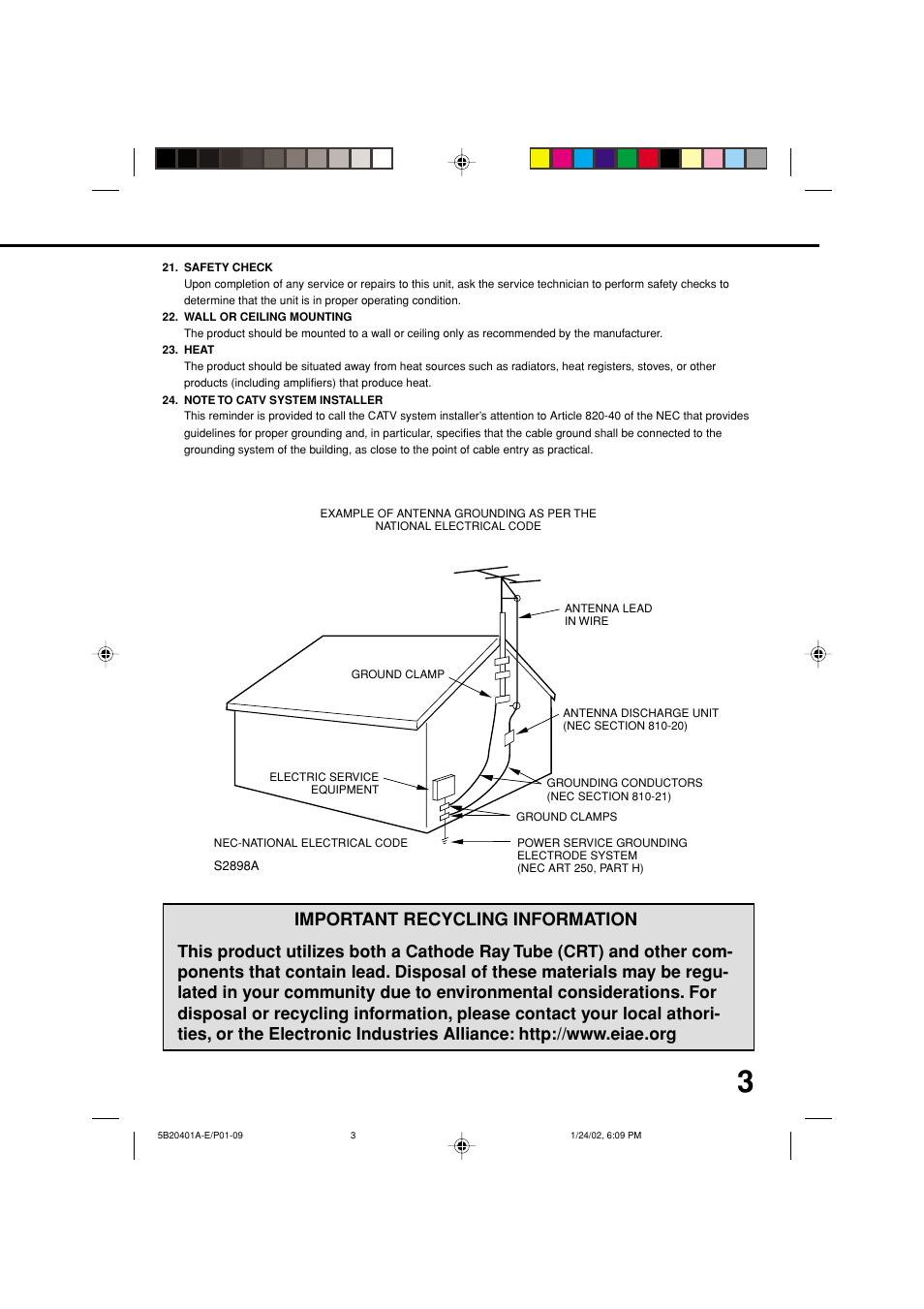 Important recycling information | JVC TV-13143 User Manual | Page 5 / 54