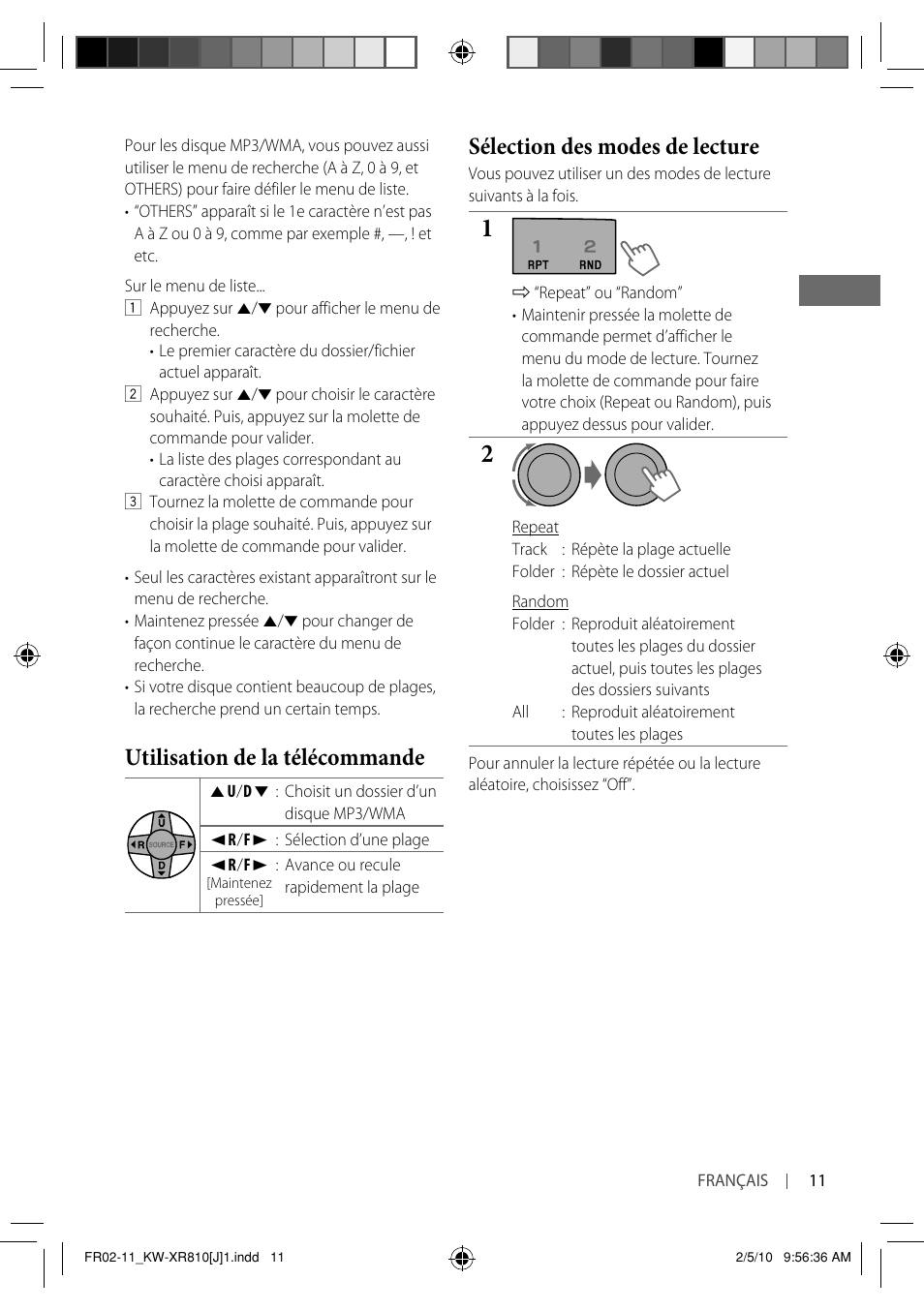 Utilisation de la télécommande, Sélection des modes de lecture | JVC GET0661-001A User Manual | Page 111 / 151