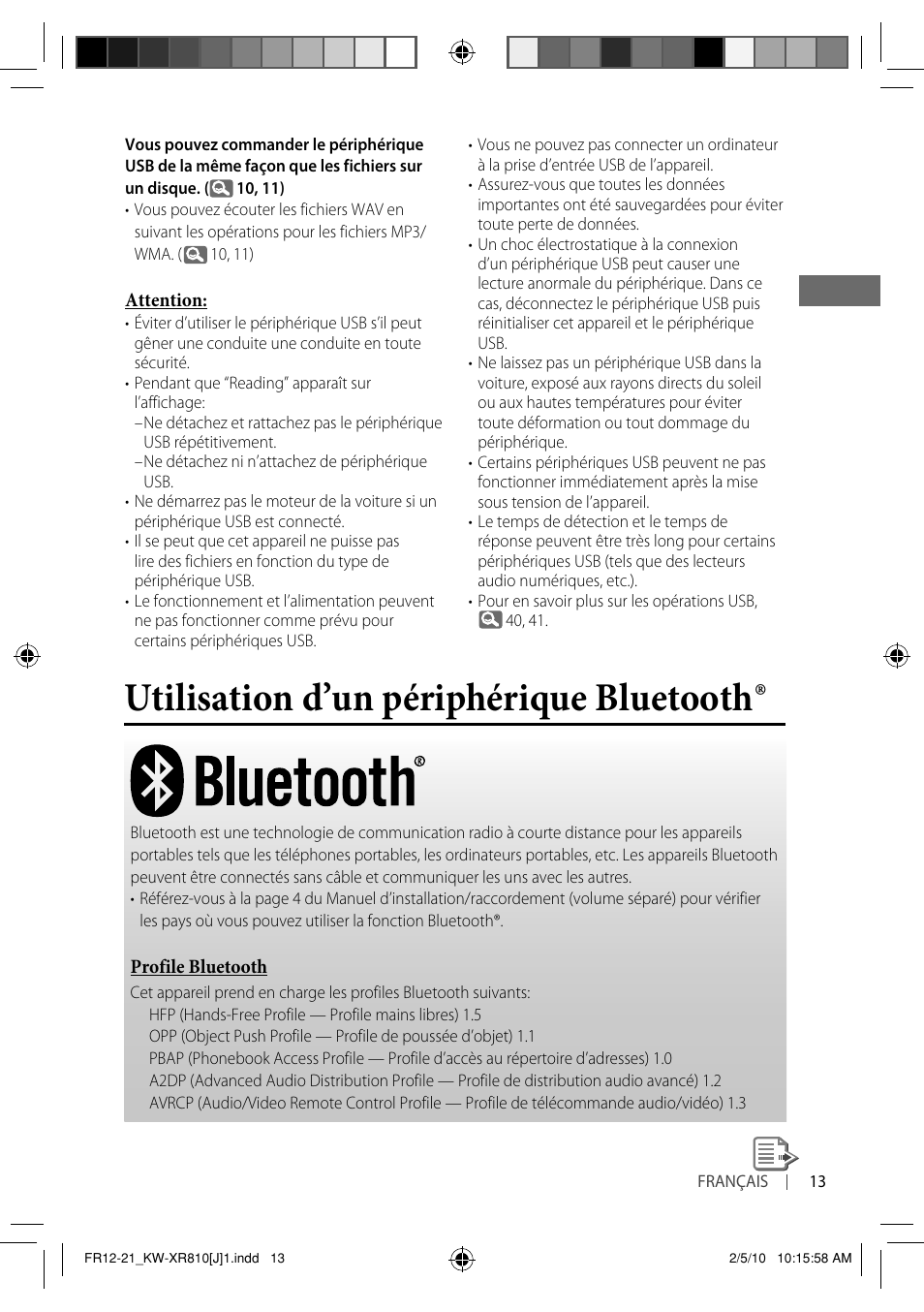 Utilisation d’un périphérique bluetooth | JVC GET0661-001A User Manual | Page 113 / 151