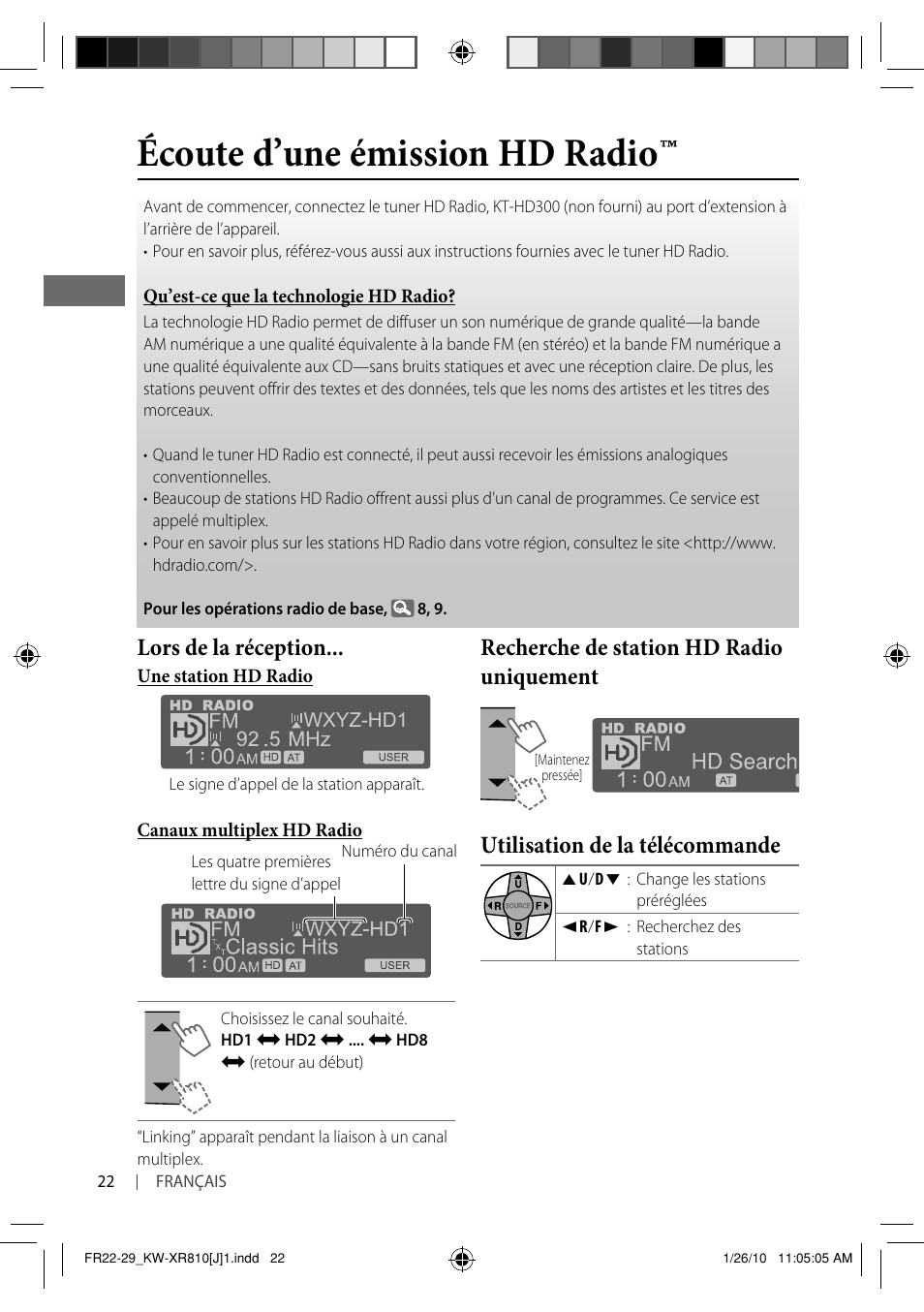 Écoute d’une émission hd radio, Lors de la réception | JVC GET0661-001A User Manual | Page 122 / 151