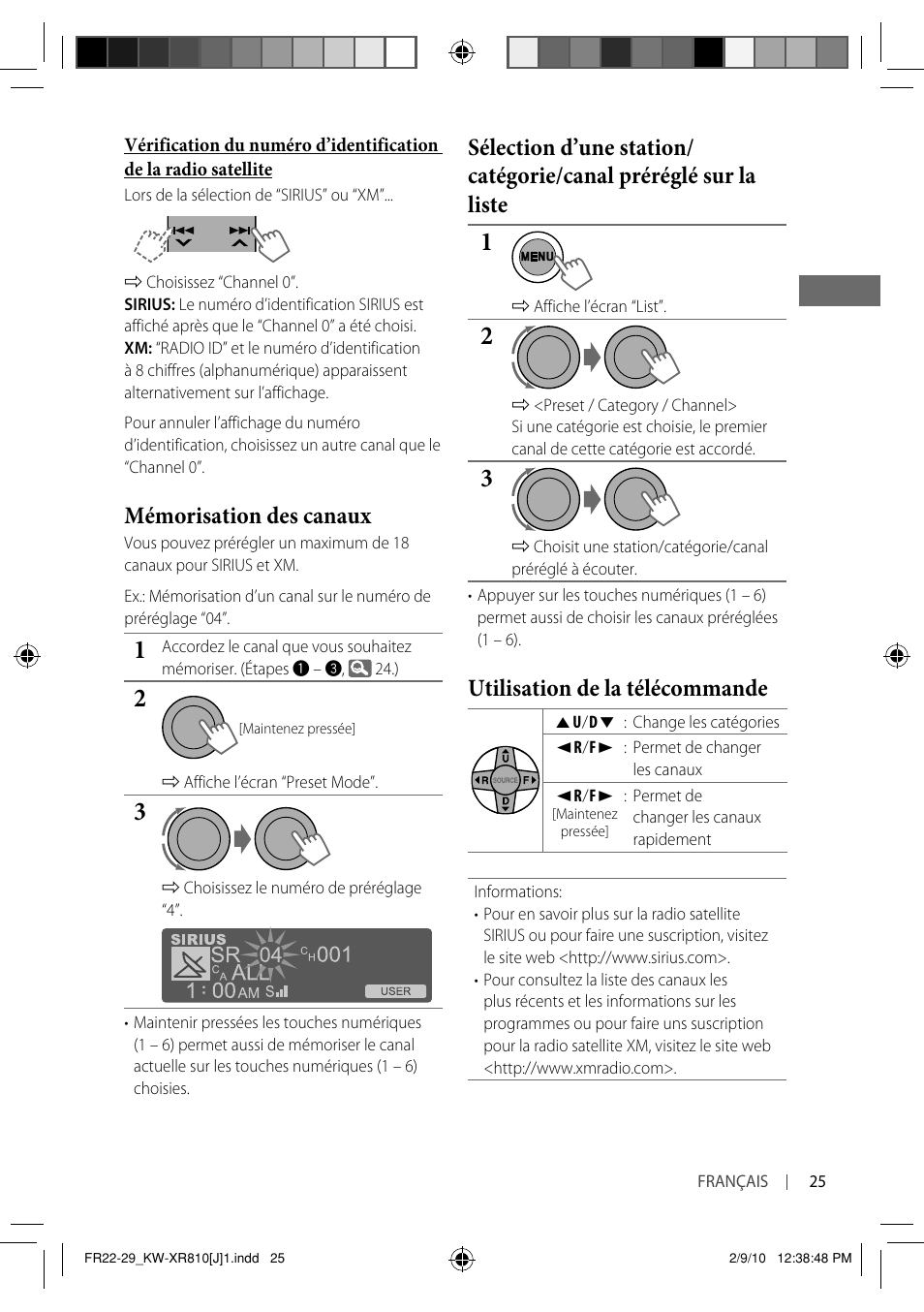 Mémorisation des canaux, Utilisation de la télécommande | JVC GET0661-001A User Manual | Page 125 / 151
