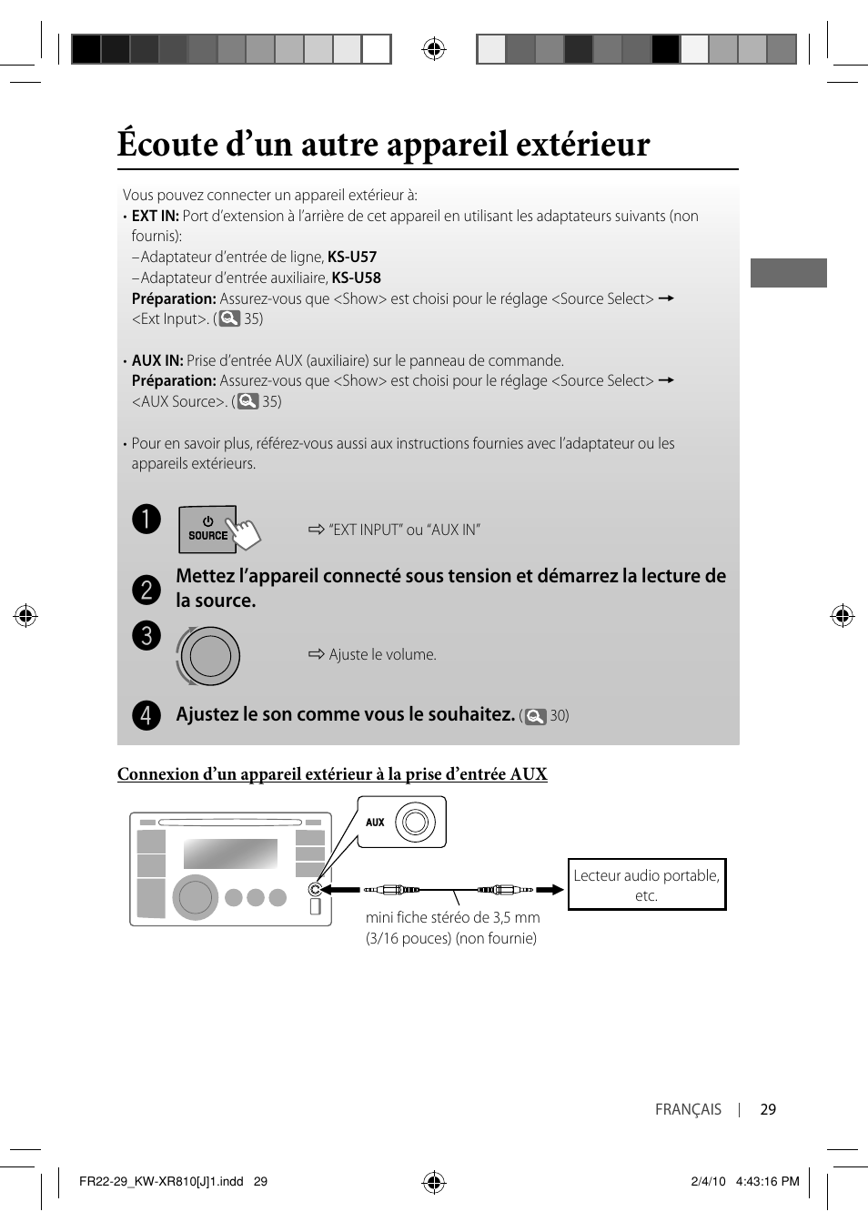 Écoute d’un autre appareil extérieur | JVC GET0661-001A User Manual | Page 129 / 151
