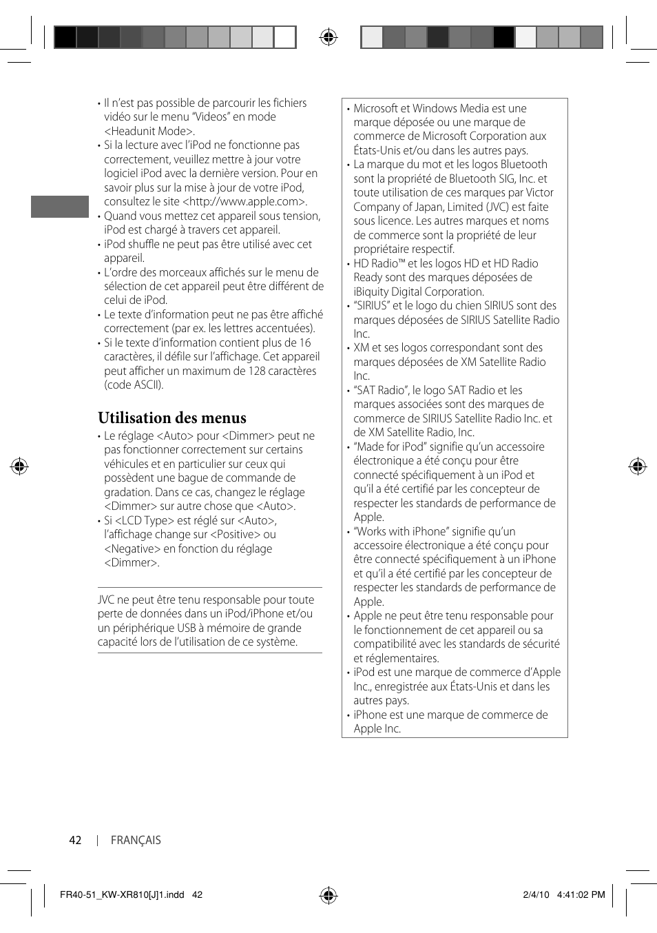 Utilisation des menus | JVC GET0661-001A User Manual | Page 142 / 151