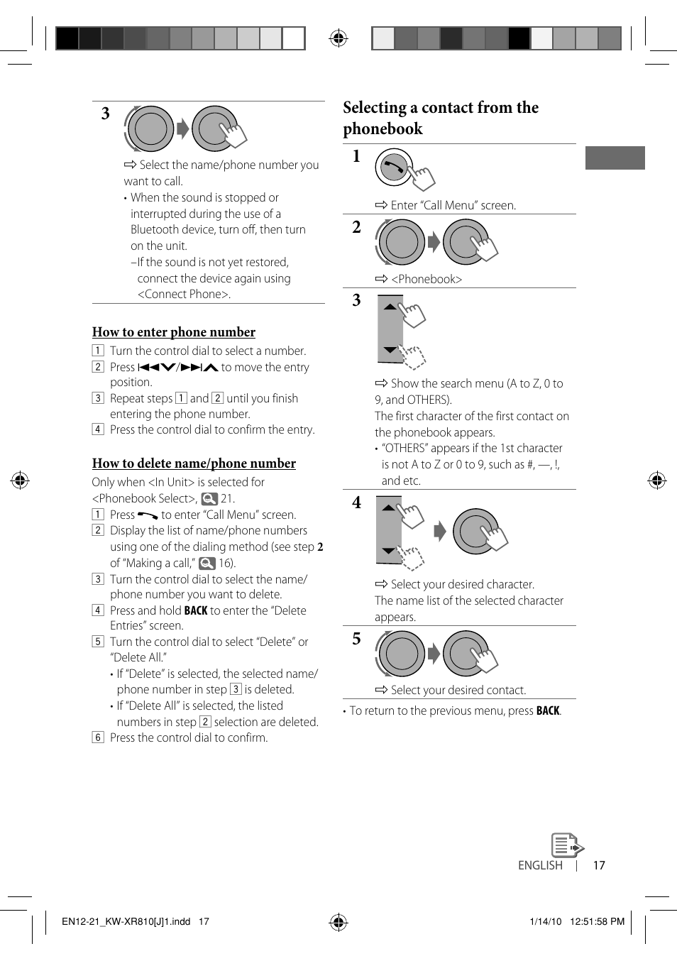 Selecting a contact from the phonebook | JVC GET0661-001A User Manual | Page 17 / 151