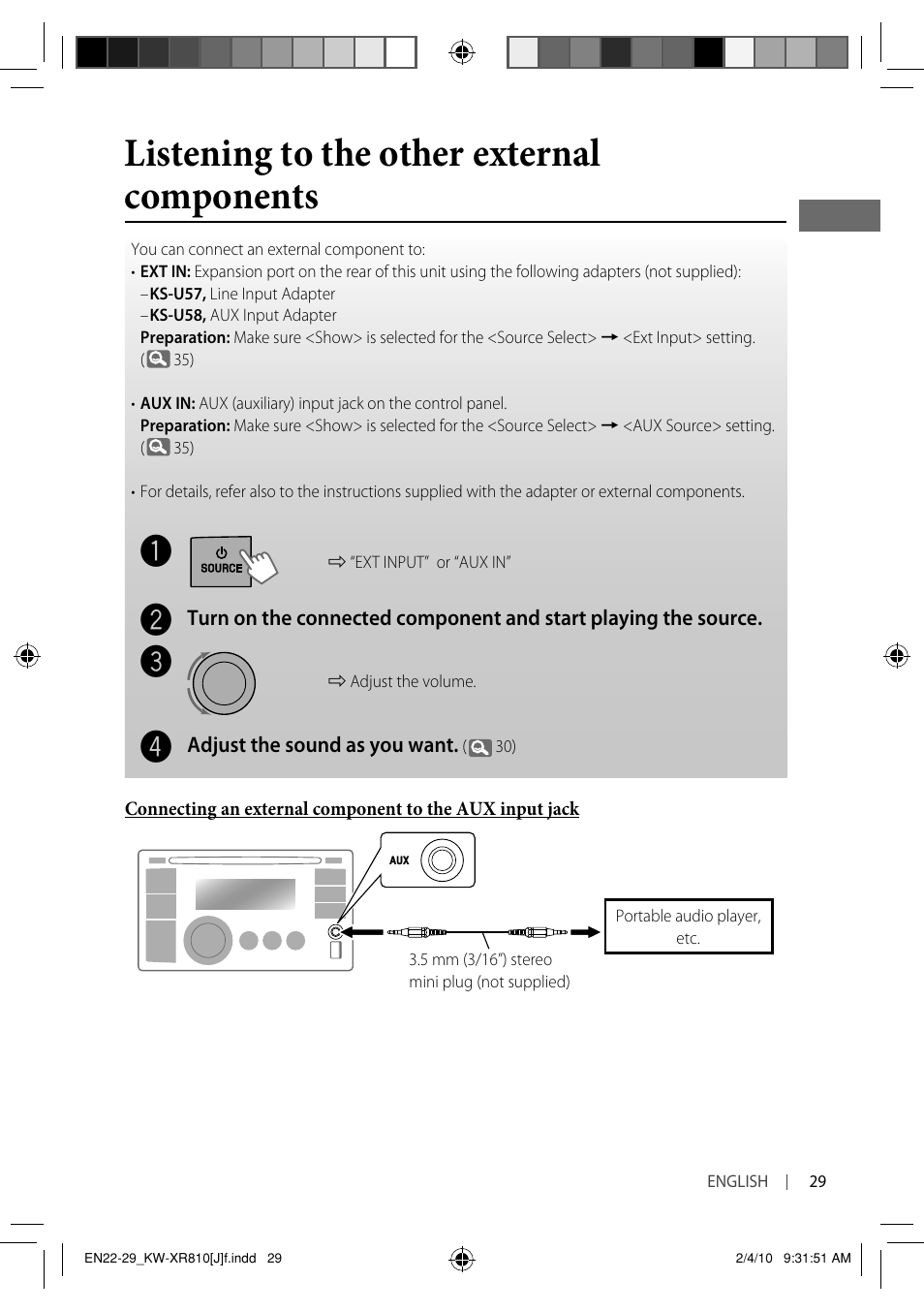 Listening to the other external components | JVC GET0661-001A User Manual | Page 29 / 151