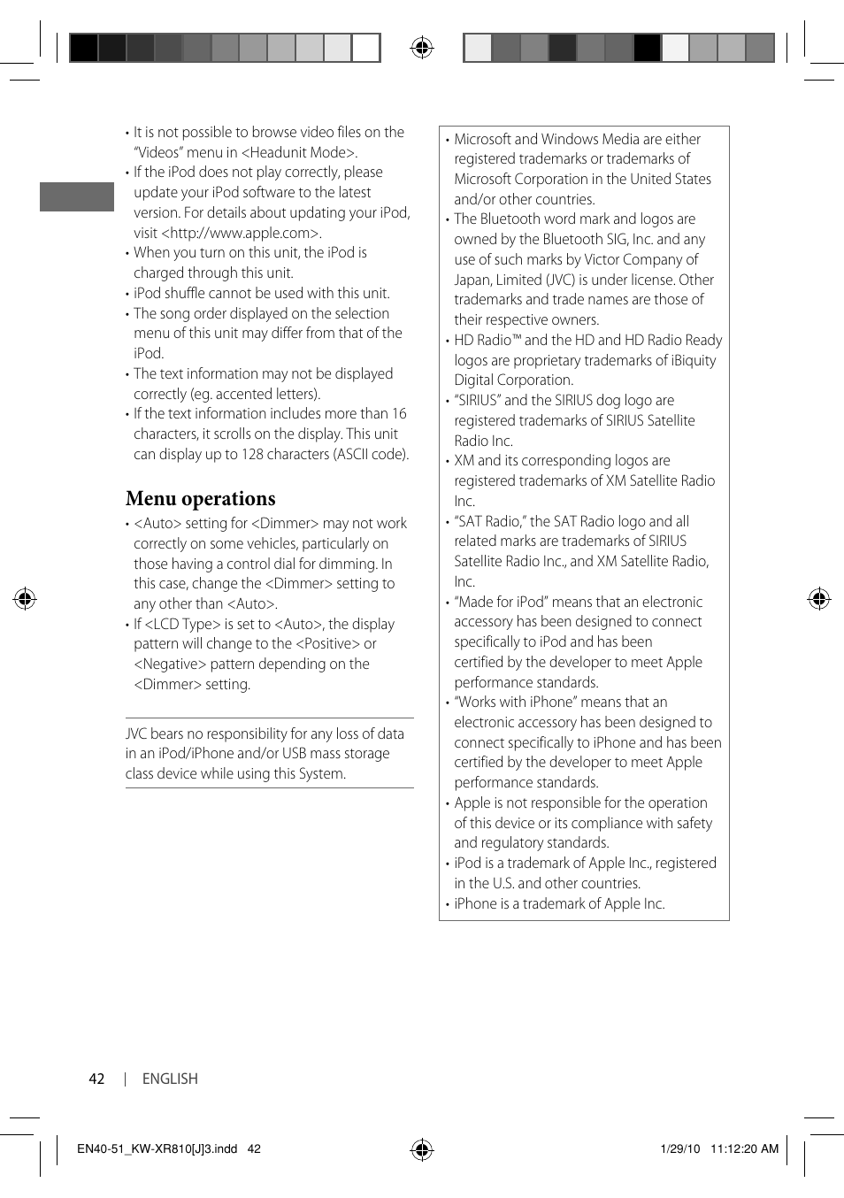 Menu operations | JVC GET0661-001A User Manual | Page 42 / 151