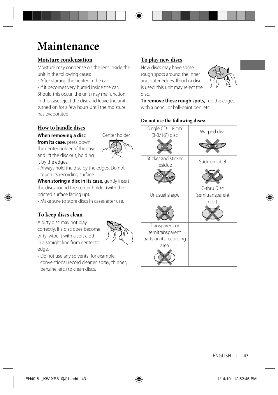 Maintenance | JVC GET0661-001A User Manual | Page 43 / 151