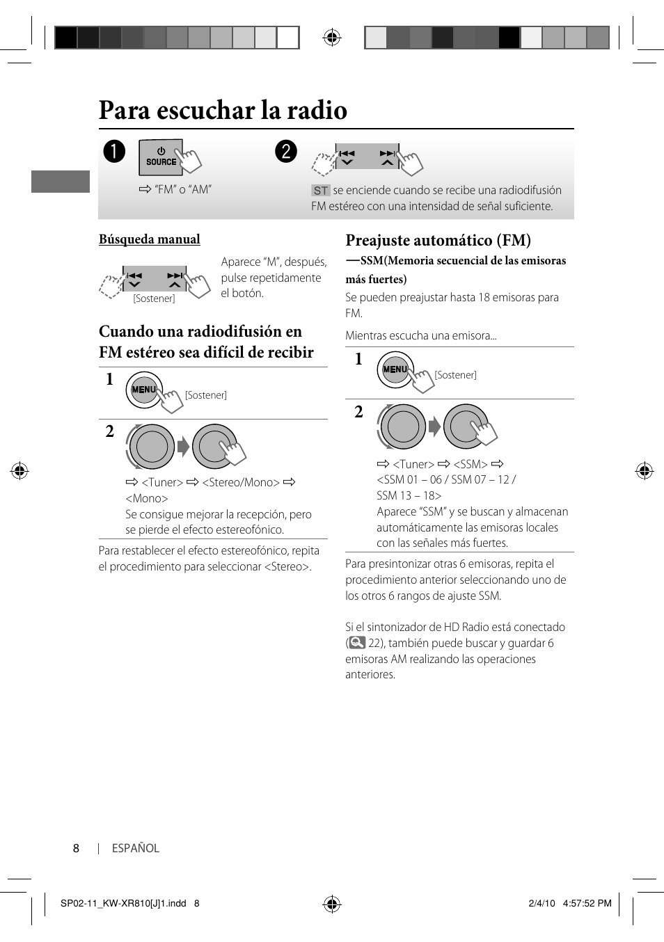 Para escuchar la radio, Preajuste automático (fm) | JVC GET0661-001A User Manual | Page 58 / 151