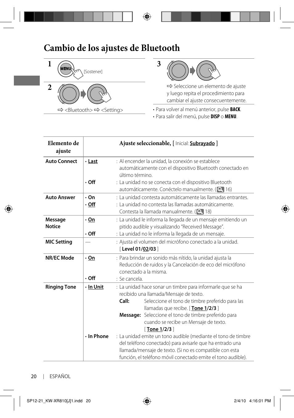 Cambio de los ajustes de bluetooth | JVC GET0661-001A User Manual | Page 70 / 151