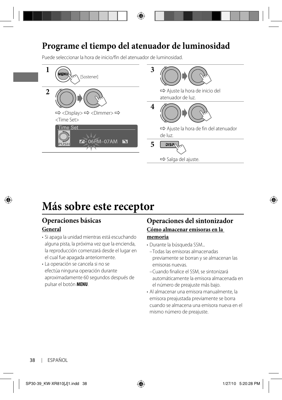 Más sobre este receptor, Programe el tiempo del atenuador de luminosidad, Operaciones básicas | Operaciones del sintonizador | JVC GET0661-001A User Manual | Page 88 / 151