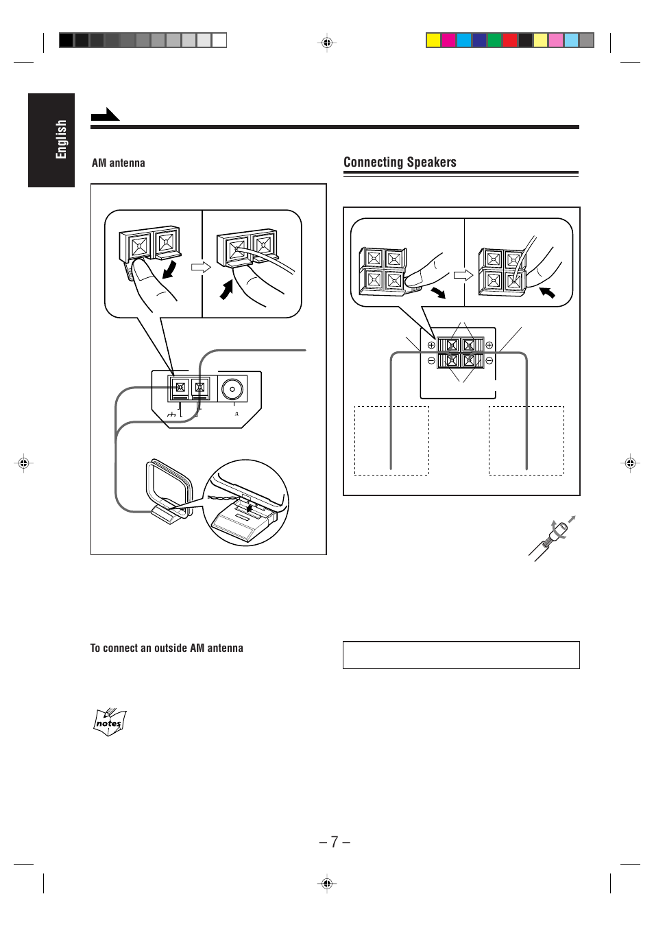 English, Connecting speakers | JVC CA-MD70 User Manual | Page 13 / 54