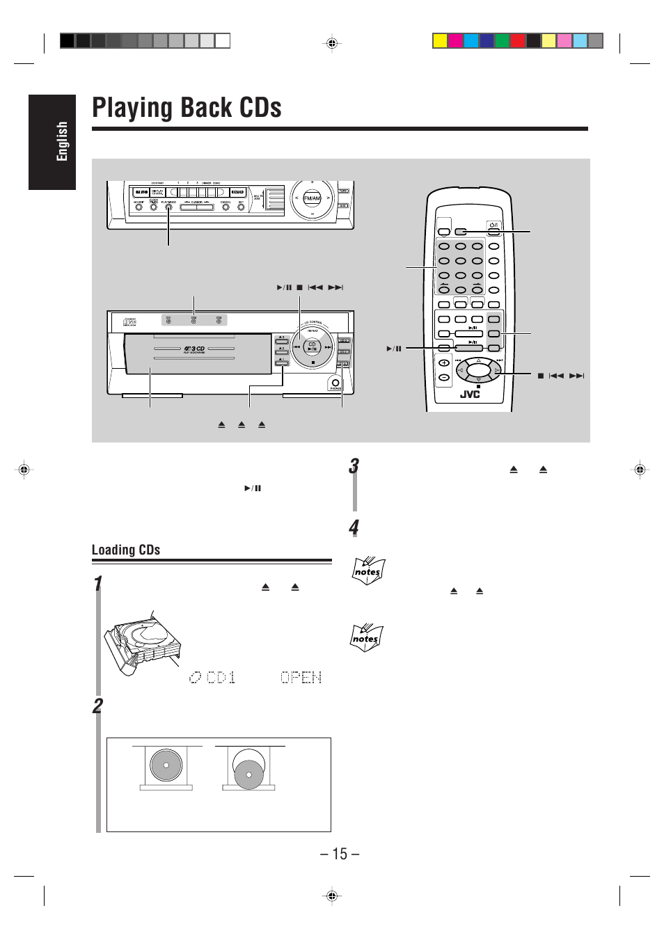 Playing back cds, English, Loading cds | JVC CA-MD70 User Manual | Page 21 / 54