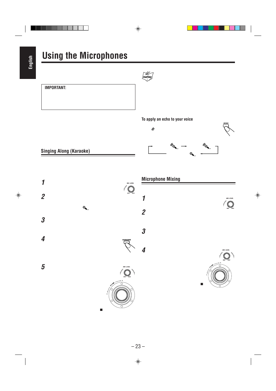 Using the microphones | JVC CA-MXG68V User Manual | Page 28 / 40