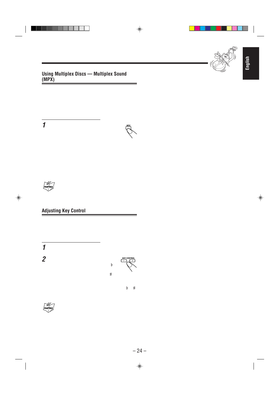 Using multiplex discs — multiplex sound (mpx), Adjusting key control | JVC CA-MXG68V User Manual | Page 29 / 40
