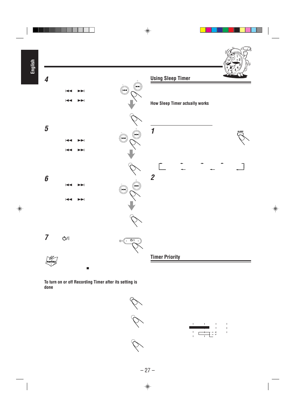 Using sleep timer, Timer priority | JVC CA-MXG68V User Manual | Page 32 / 40