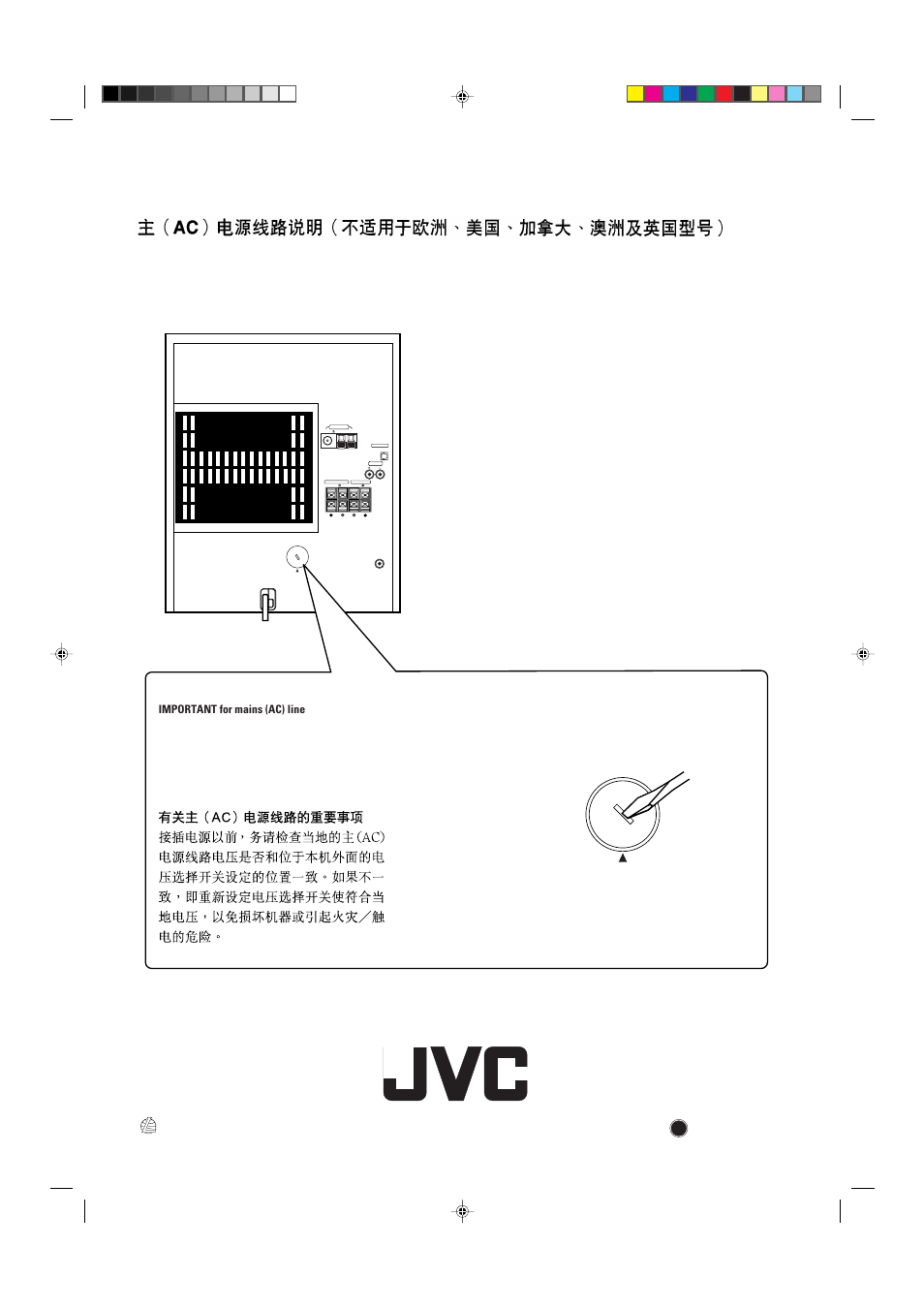 Bsck cver, Voltage setting, 0501ksmmdwsam | En, ch | JVC CA-MXG68V User Manual | Page 36 / 40