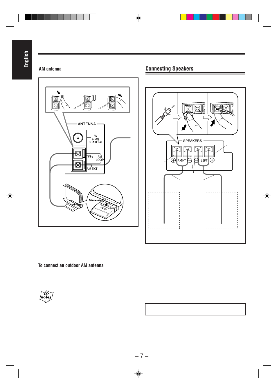 English, Connecting speakers | JVC CA-WMD90R User Manual | Page 12 / 64