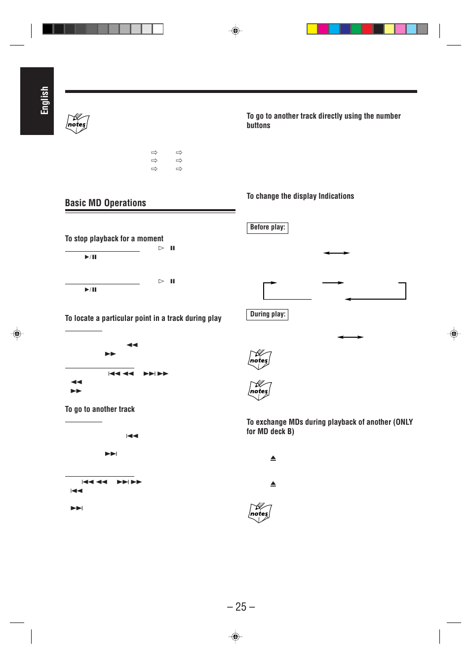 English, Basic md operations | JVC CA-WMD90R User Manual | Page 30 / 64