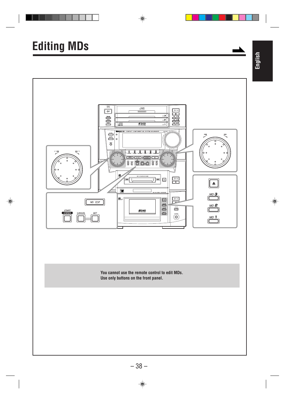 Editing mds, English | JVC CA-WMD90R User Manual | Page 43 / 64