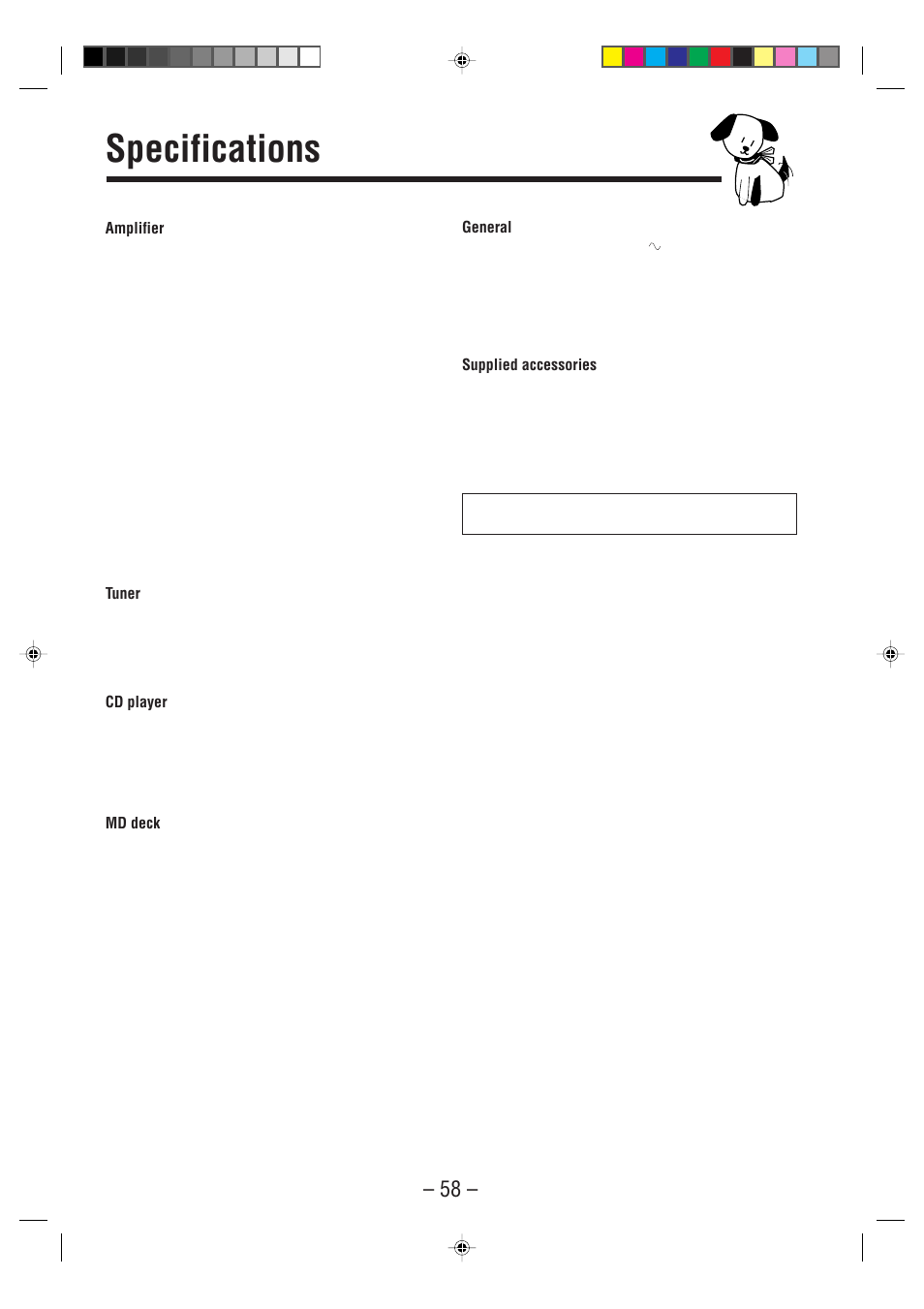 Specifications | JVC CA-WMD90R User Manual | Page 63 / 64
