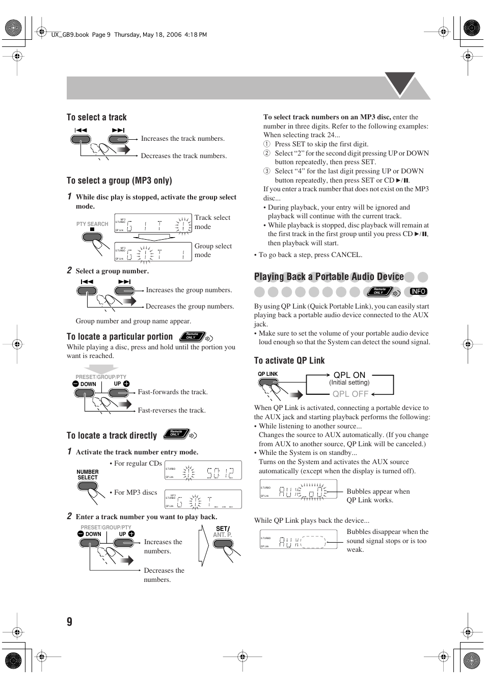 Playing back a portable audio device | JVC Micro Component System UX-GB9DAB User Manual | Page 12 / 28