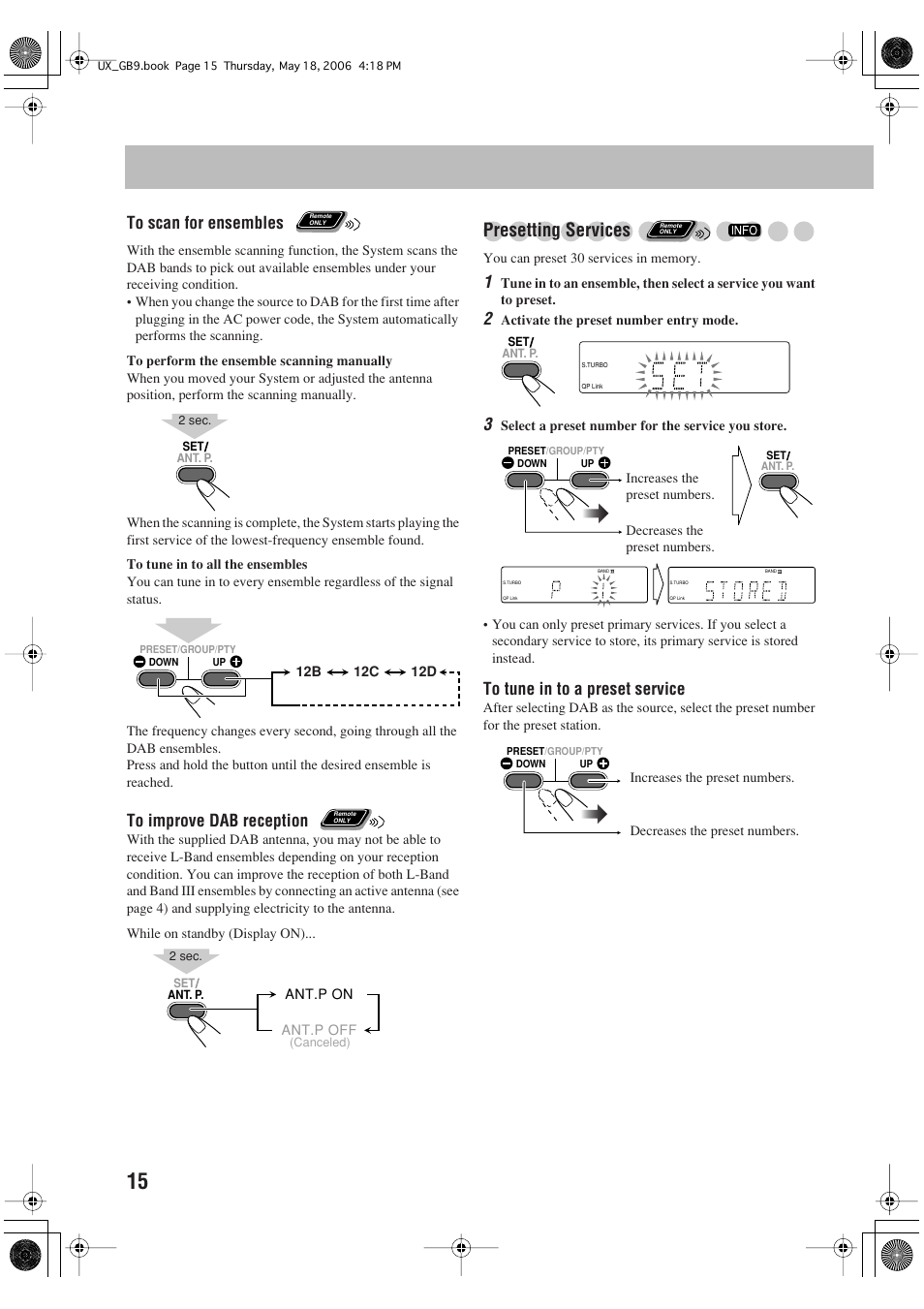 Presetting services | JVC Micro Component System UX-GB9DAB User Manual | Page 18 / 28