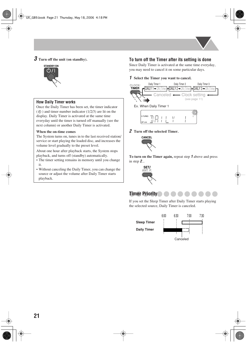 Timer priority | JVC Micro Component System UX-GB9DAB User Manual | Page 24 / 28